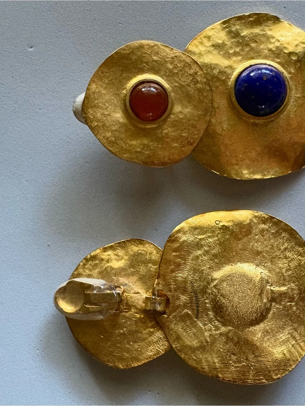 1980’s Round Gold Tone Designer Clip On Earrings